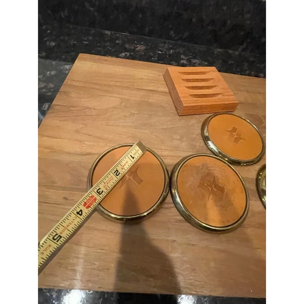 Leather coaster set with holder